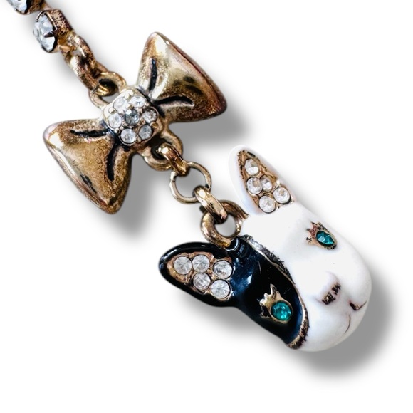 Betsey Johnson Royal Engagement Mismatch Dog Earrings French Bulldog Puppy - Picture 7 of 10